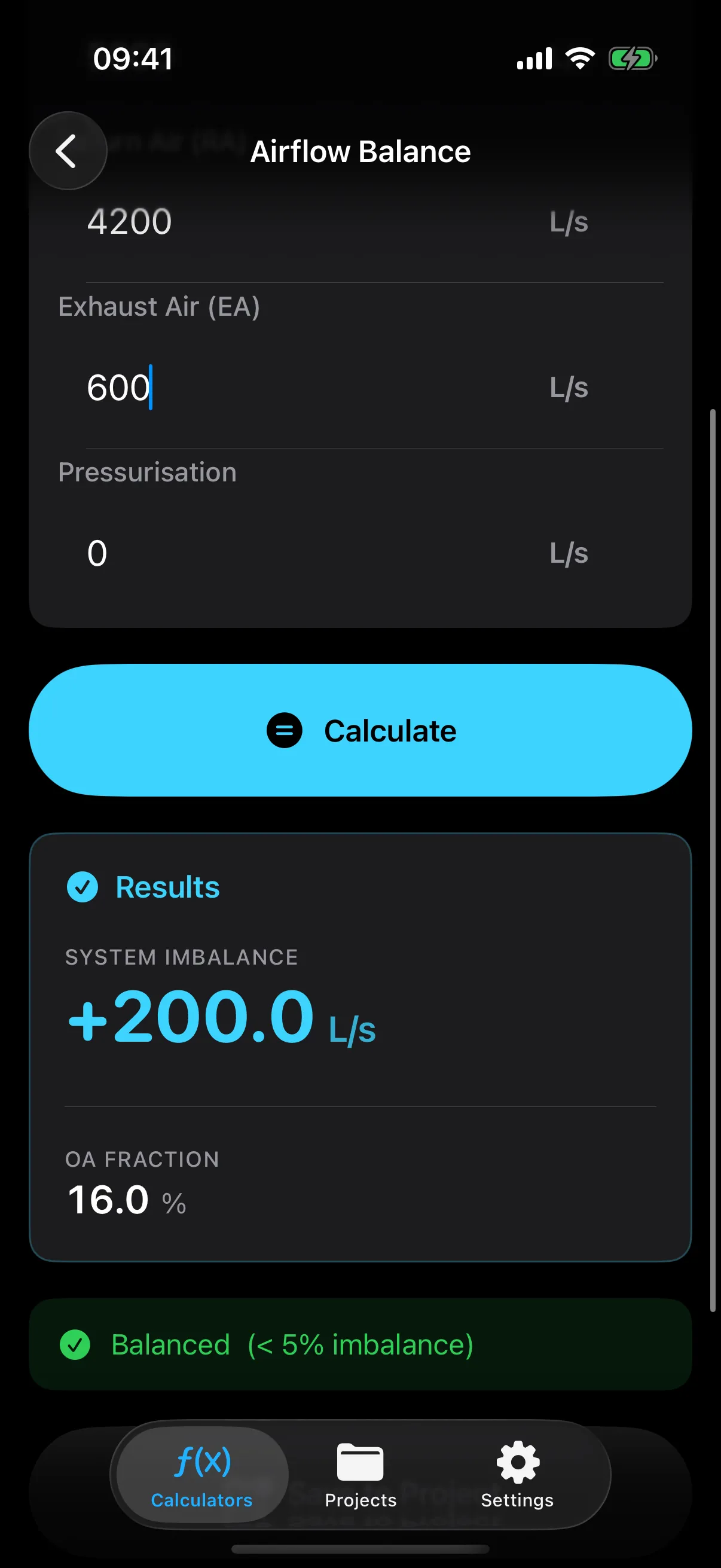 The Airflow Balance calculator